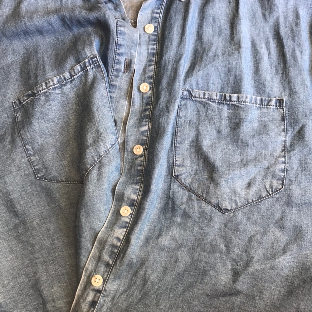 Jean button-up pocket crop top